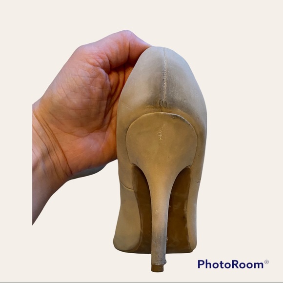 JUSTFAB Tan PUMPS with gold shiny toe SIZE 8.5 HEELS 4 inches - Picture 4 of 7